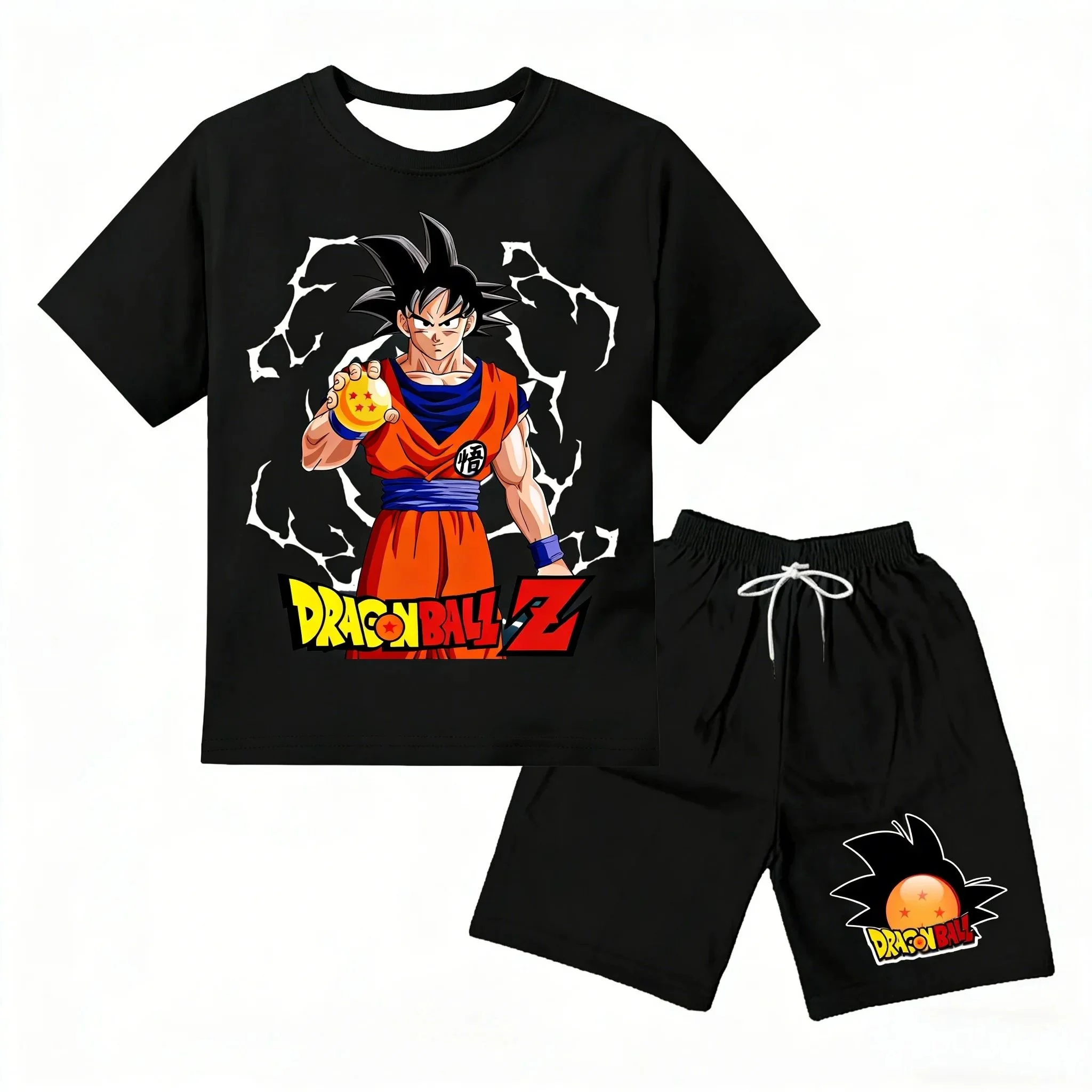 

2026 Fashion Dragon Ball Z T-shirt Set Children's Vegeta Boys' Clothing Men's and Women's T-shirt Set 3D Goku Short Sleeve