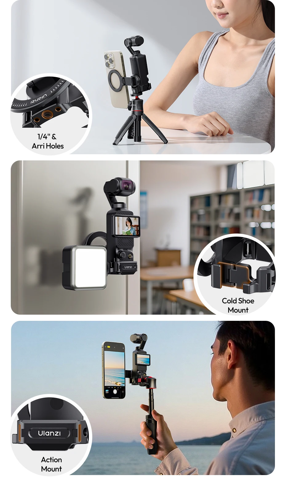 � Ulanzi PM01 Pocket 3 Magnetischer Erweiterungsadapter für Pocket3 Handyhalter für iPhone 16 15 14 13 Vlog Kit – Detail 5
