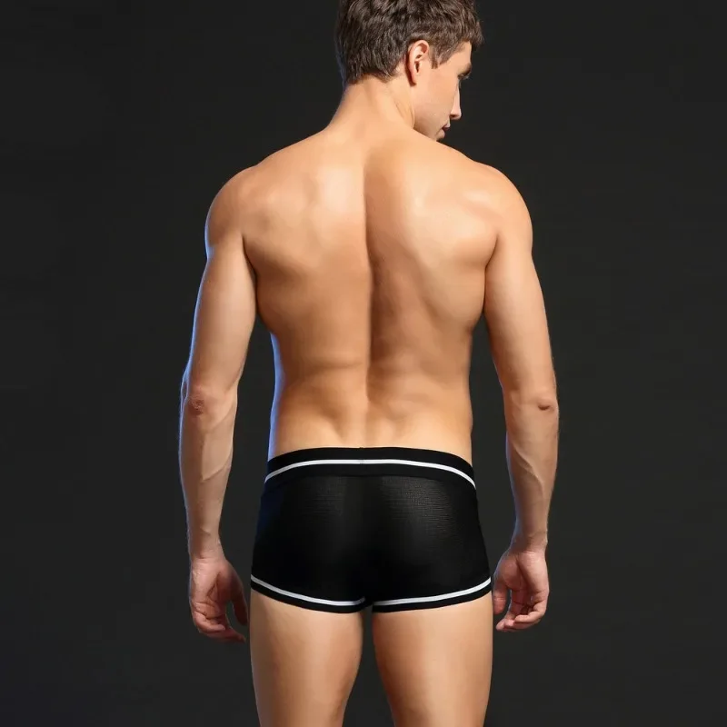 New men's boxer underwear wholesale, comfortable and breathable double-layer pocket pants mesh sports underwear XB1202