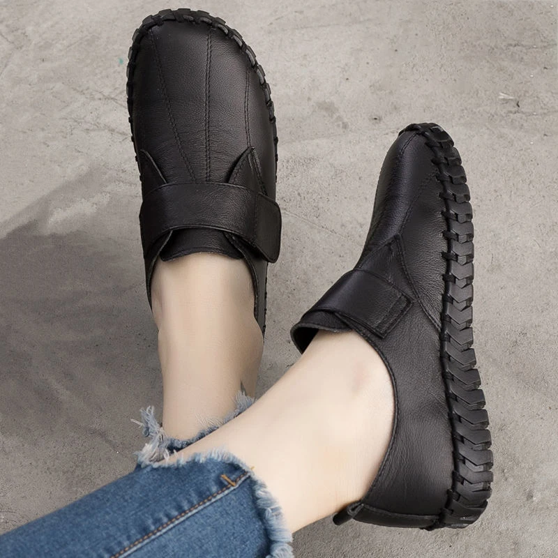 2022 New Retro Mary Janes Shoes Ladies Autumn Flats Casual Hook & Loop Oxford Sneakers Moccasin Woman Mom Walking Loafers