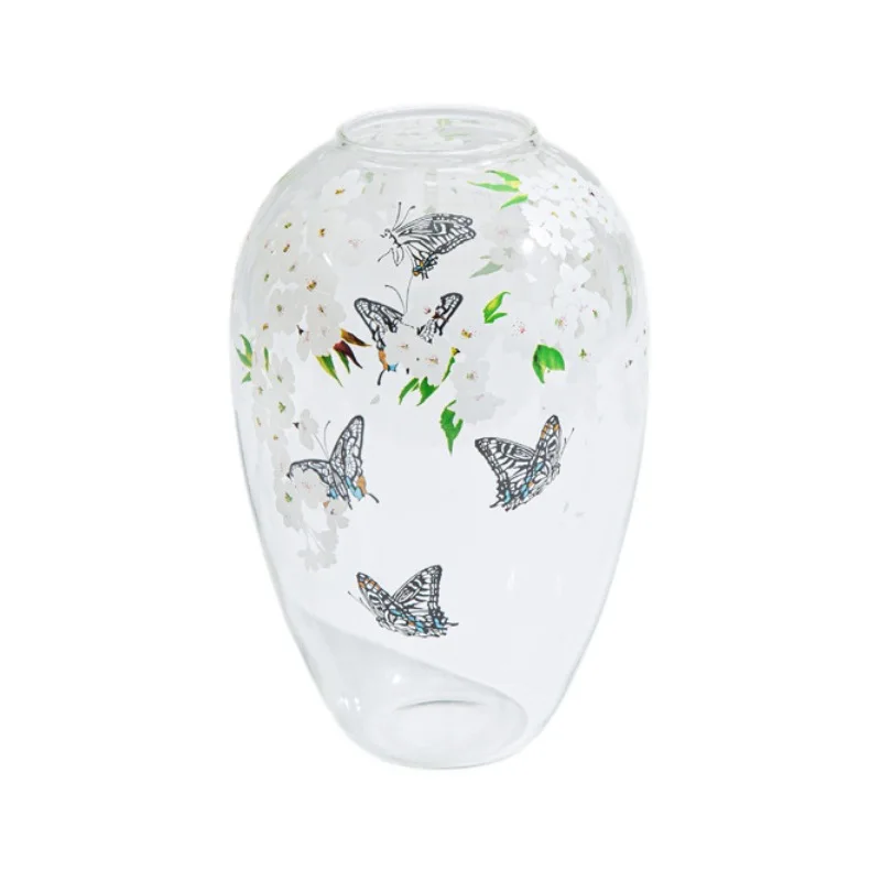 

Venice Collection "White Cherry Series" Enamel Glazed Glass Vase Ornament, Living Room Flower Arrangement