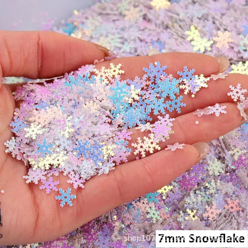 10g 7mm 10mm 13mm white snowflake beads DIY flower shaped sequins Christmas decorative material hand sewn accessories