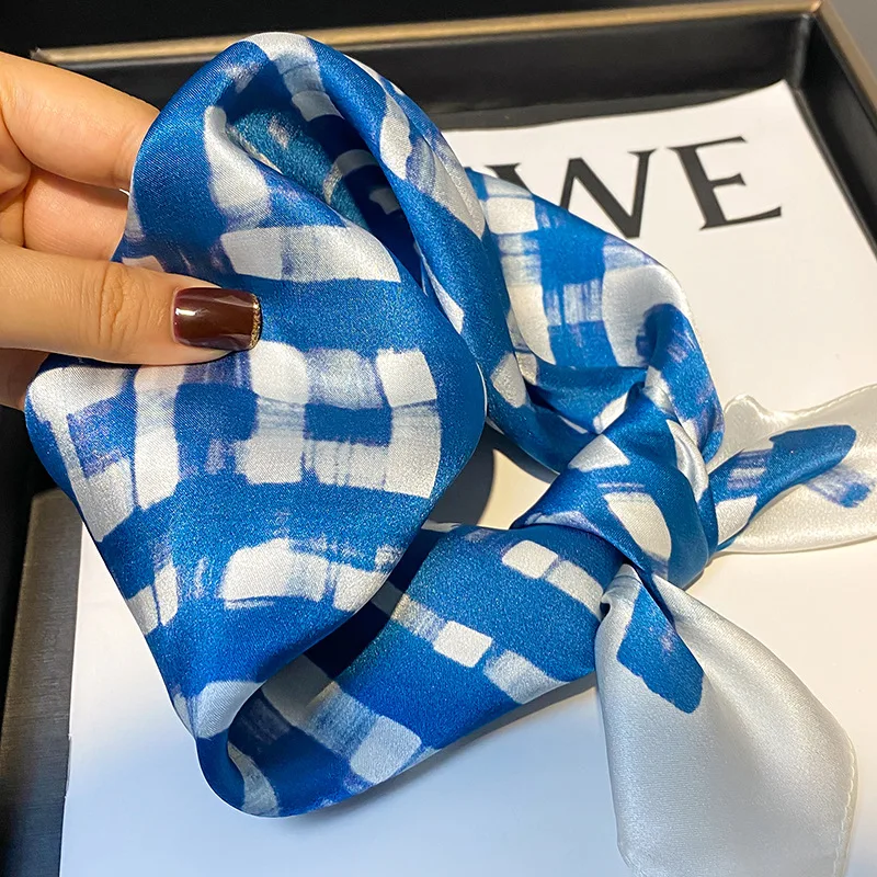 

100% Natural Real Silk Scarf Women Mulberry Luxury Square Fashion Print Hair Neckerchief Lady Shawl Wraps Hijab Bandana Scarves