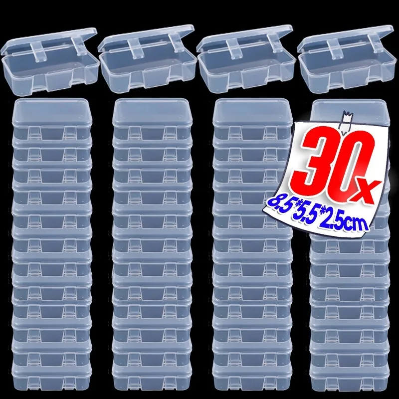 1/30Pcs Plastic Storage Box Transparent Jewelry Container Case Home DIY Beads Crafts Package Clear Rectangle Cases Organizer