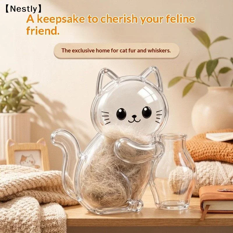 Transparent Cat Hair Storage Refrigerator Pet Fur Keepsake Capsule DIY Souvenirs Cat Whiskers Collector Fridge Magnet〔Nest〕