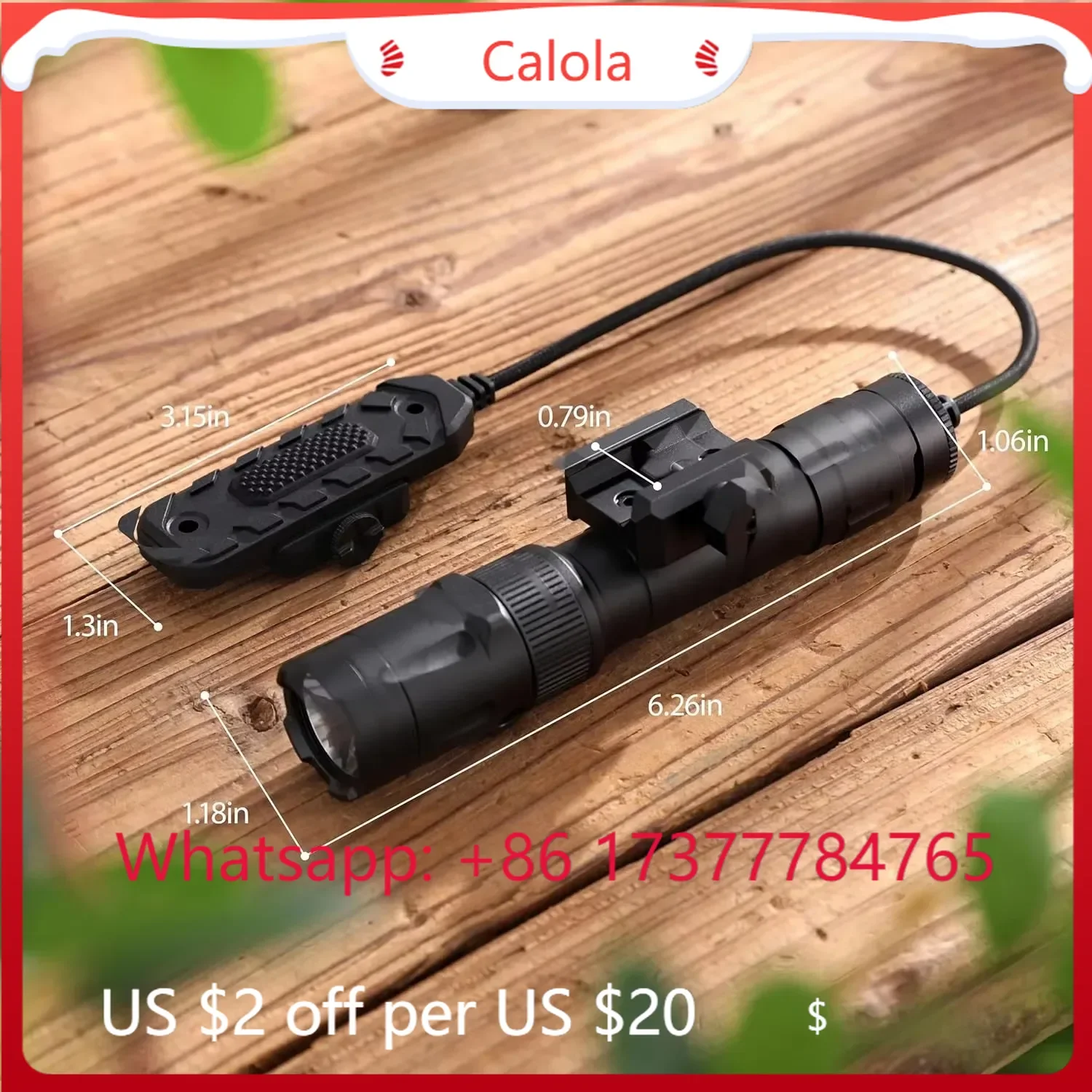 25000LMS LED Tactical Hunting Flashlight Green Light Combo Rifle Light Picatinny Rail Mount with Remote Switch