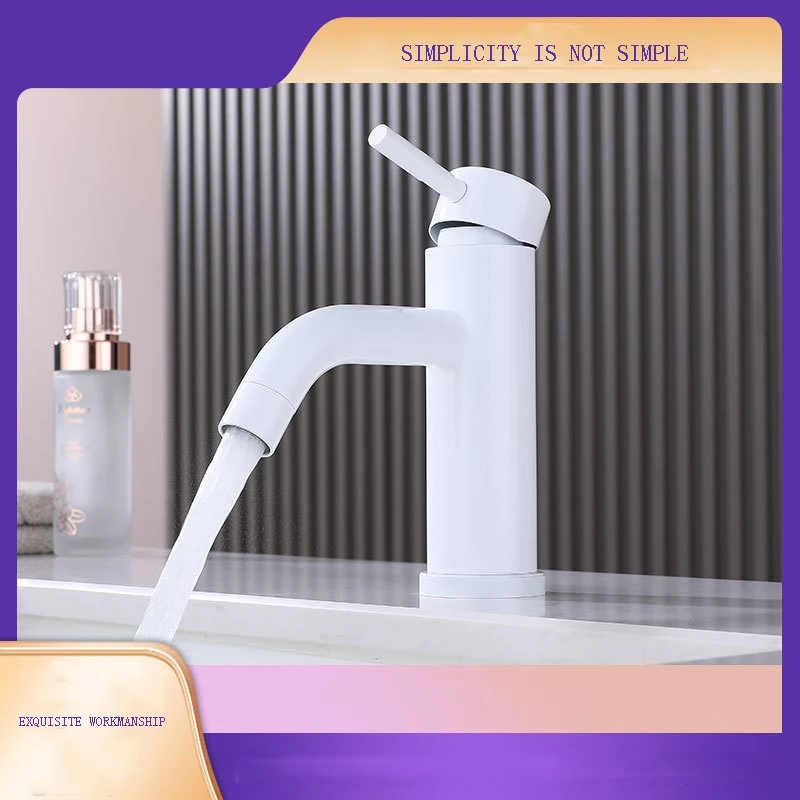 

White Hot And Cold Bathroom Basin Faucet Toilet Table Basin Washbasin Washbasin Single Hole Cold And Hot Water Faucet