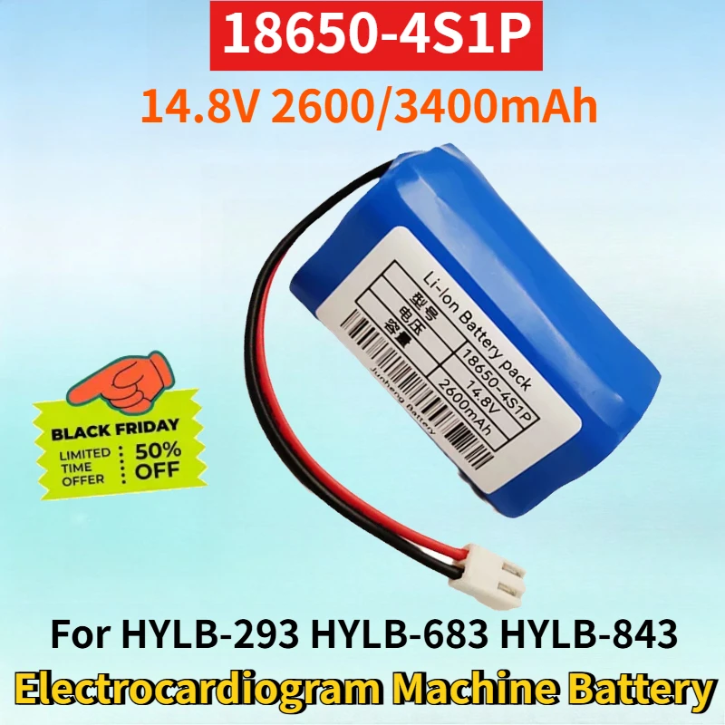 

New 18650-4S1P 14.8V 2600/3400mAh Li-ion Rechargeable Battery for HYLB-293 HYLB-683 HYLB-843 Electrocardiogram Machine Battery