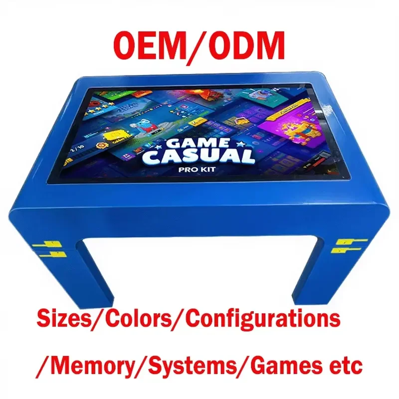 Interactive 32 43 55 Inches HD Smart Multi-Media Touch Screen Coffee & Game Table LED Strips Light for Home School Play Group