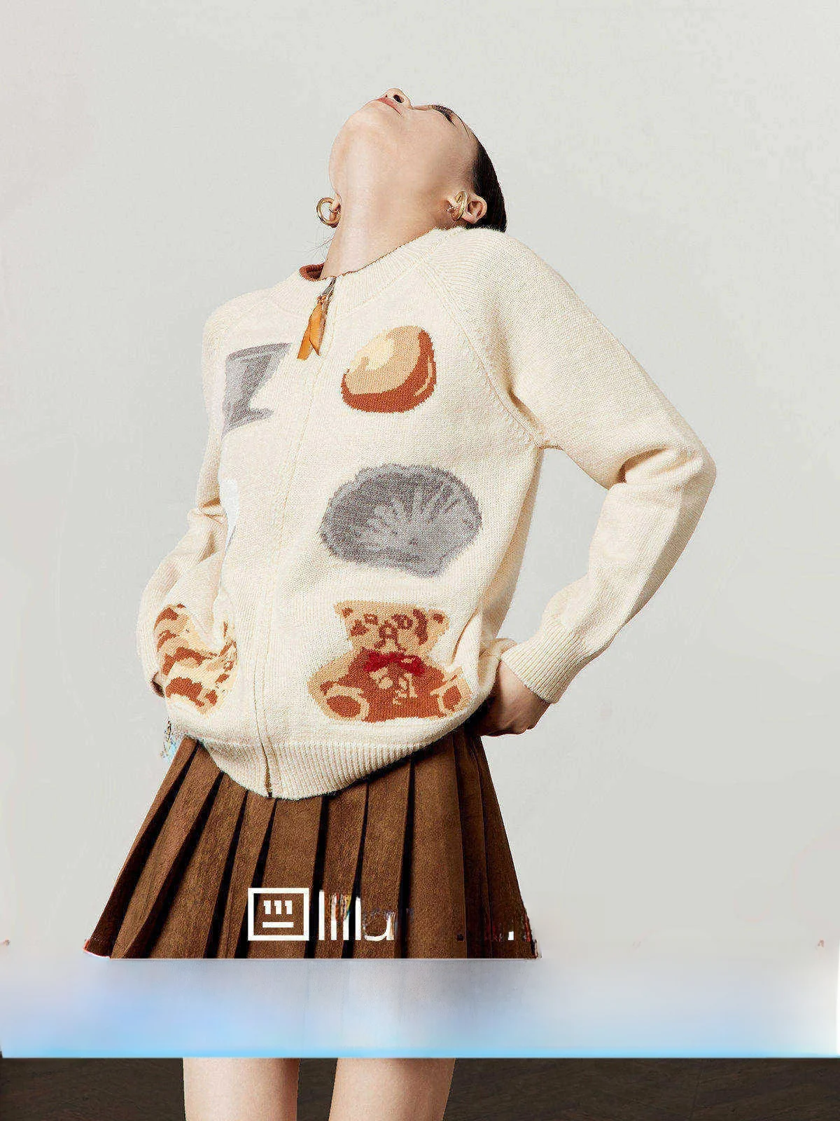 

Milk White Embroidered Knitted Casual Commute Versatile Women's Sweater Spring 2026 New Sle Zhou Li Wu Sweet Loose Fit Card...