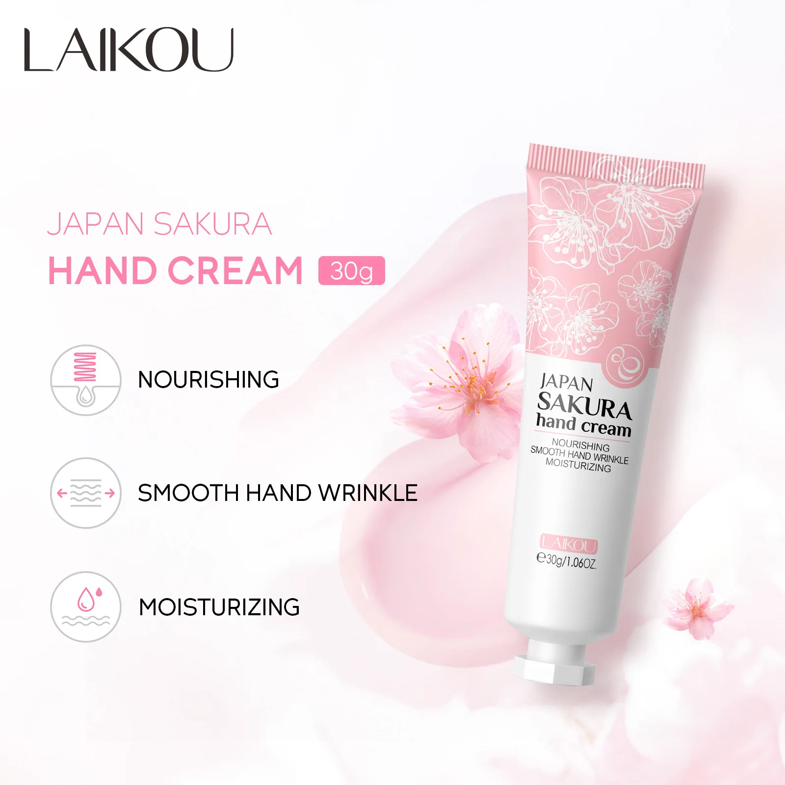 LAIKOU Japan Sakura Hand Cream Moisturizing Anti-chapping Repair Soften Skin Tender Hand Cream Winter Nourishing Skin Care 30g