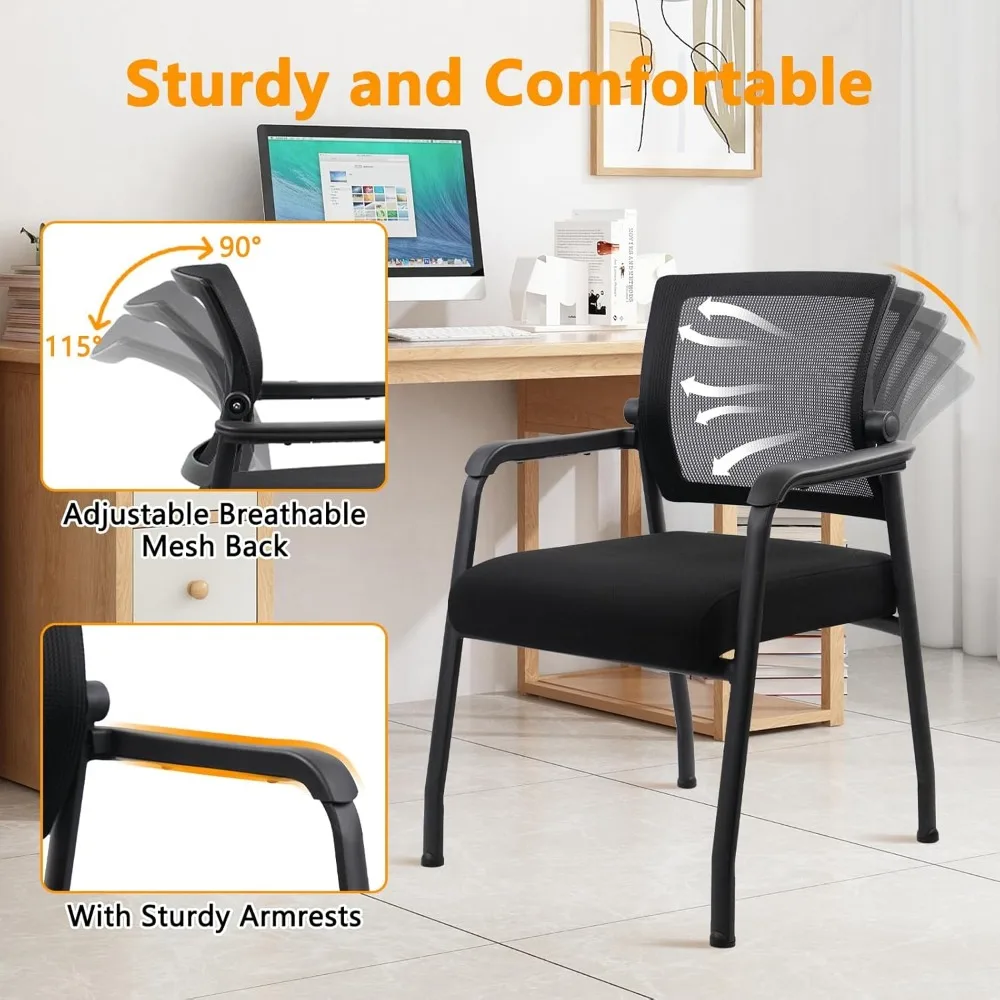 Sedia da scrivania senza ruote con schienale in rete regolabile, poltrona con supporto lombare ergonomico e cuscino per sedili ispessito, attesa