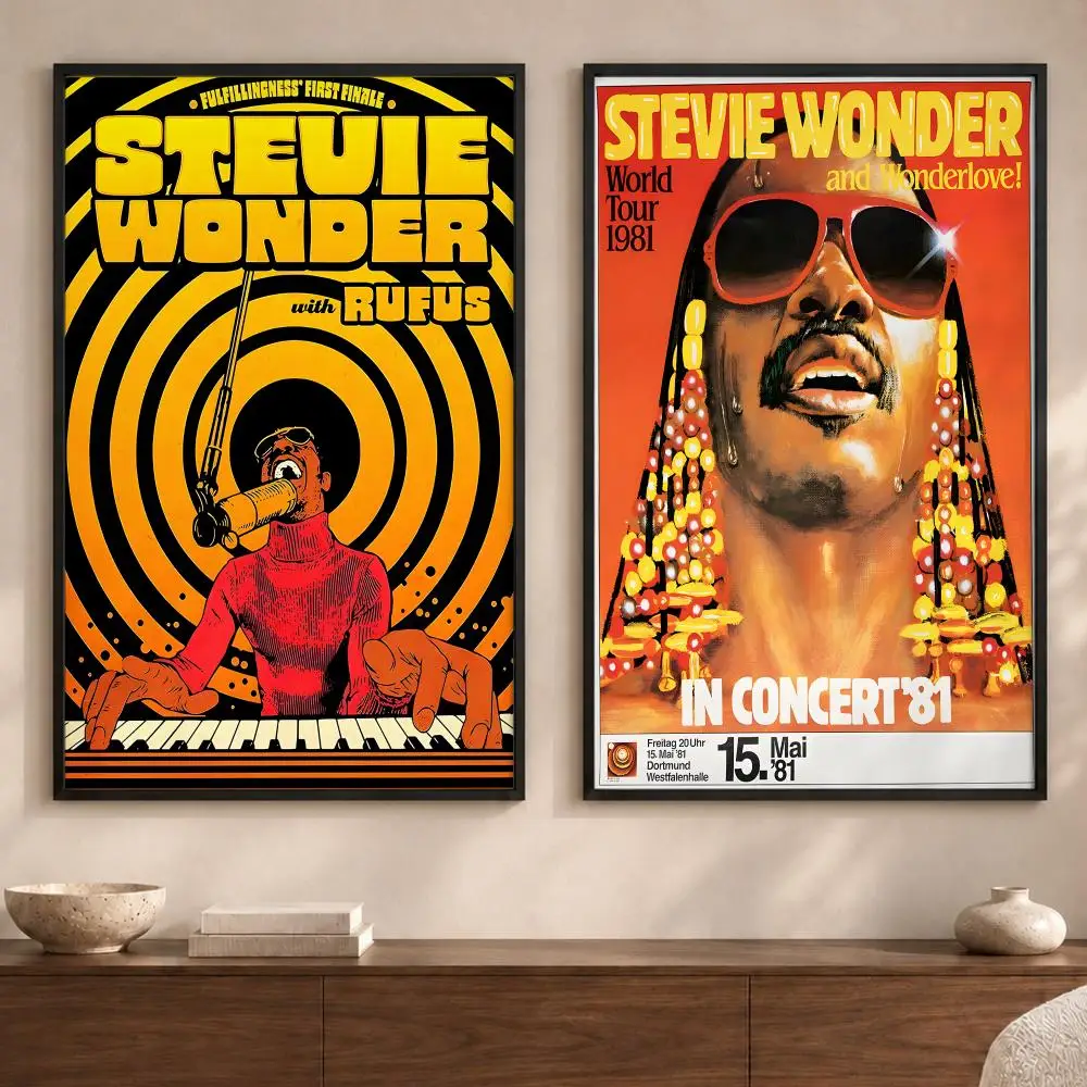 Singer S-Stevie WonderS Poster Art  Self-Adhesive No Glue Residue Wall Sticker for Home Office Nursery