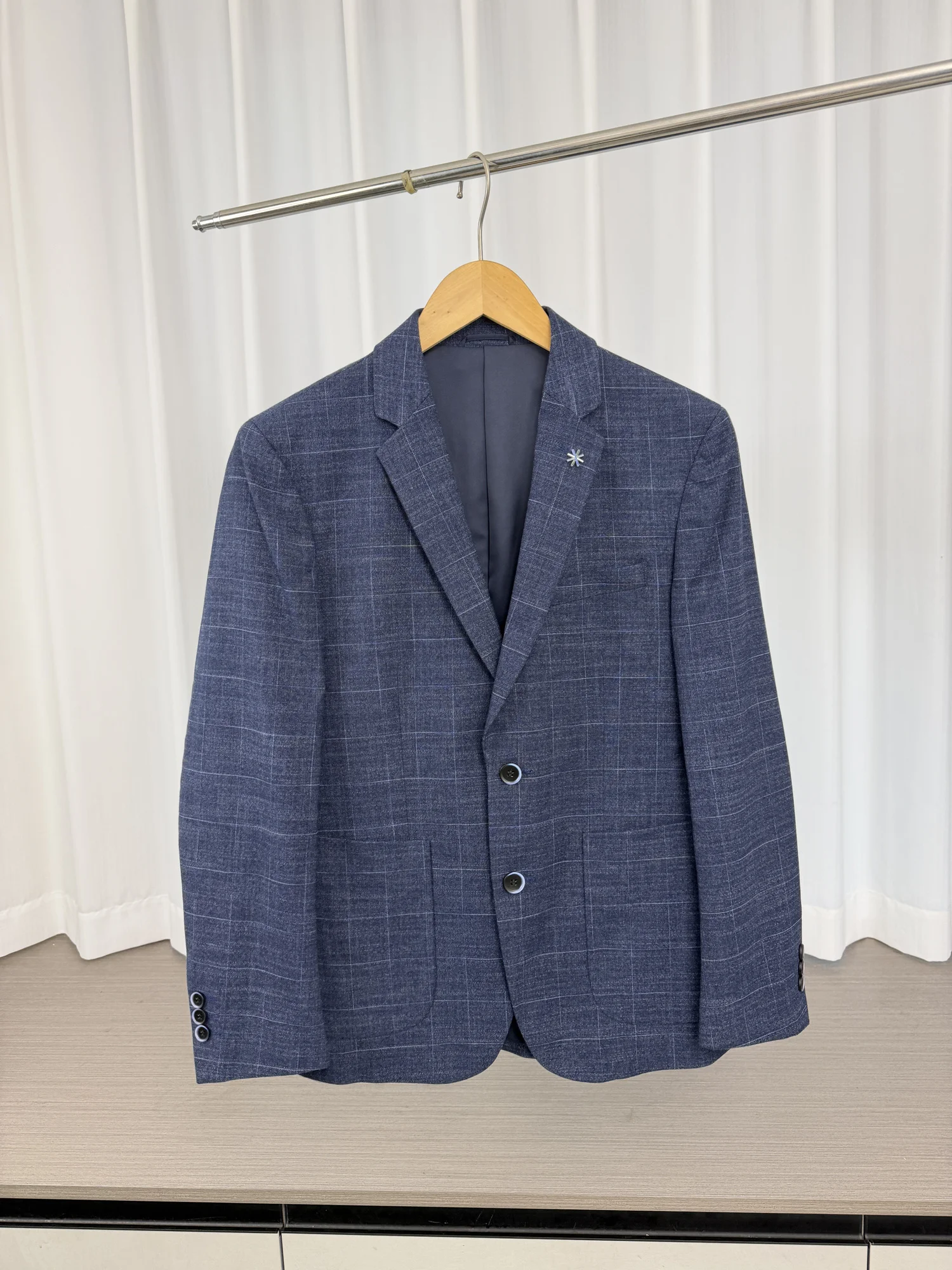 

H Home Fashion Plaid Men's Casual Business British Style Single-breasted Coat Jacket Standard Fit Warm Daily Wear Spring
