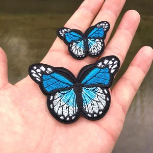 2 pçs borboleta bordado emblemas ferro em remendos em roupas diy vestido jeans chapéu acessórios de roupas dos desenhos animados apliques adesivos 10 principais vendas borboleta metal aplique - №1