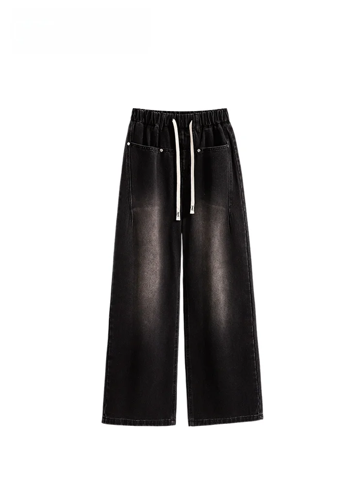 

High Waist Straight Leg Jeans Women's plus Size Conceal Meat Slimming Casual Pants Spring New Sle Cotton Polyester Blend