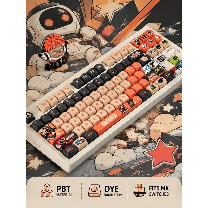 Custom PBT Keycaps,Anime MOA Key Caps,Doubleshot and Dye-Sub,Compatible With MX Mechanical Keyboard 60% 65% 75% 80% 100%