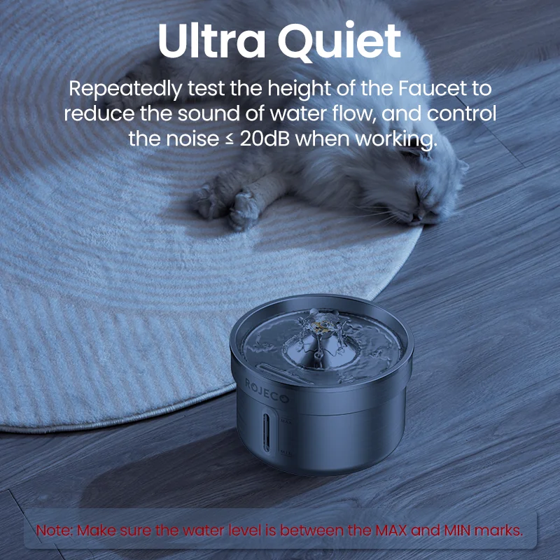 ROJECO Stainless Steel Pet Water Fountain Automatic Cat Drinking Fountain for Pet Dogs Drinker Rechargeable Pet Water Purifier