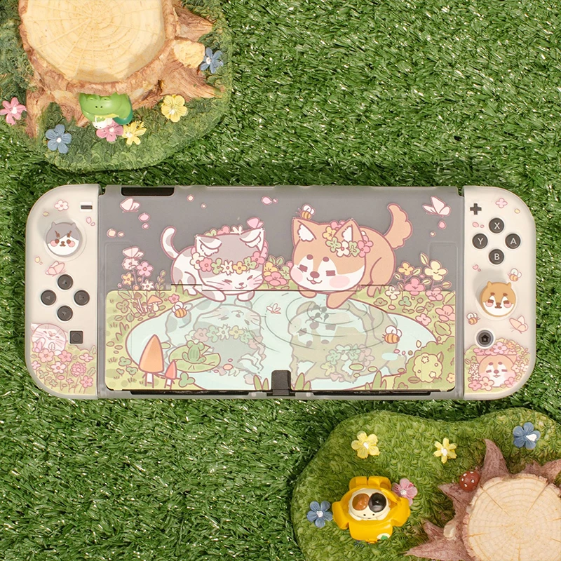 Interruttore OLED guscio protettivo Cute Cat Dog Soft TPU NS Joycon Cover protettiva Cover per Nintendo Switch OLED accessori