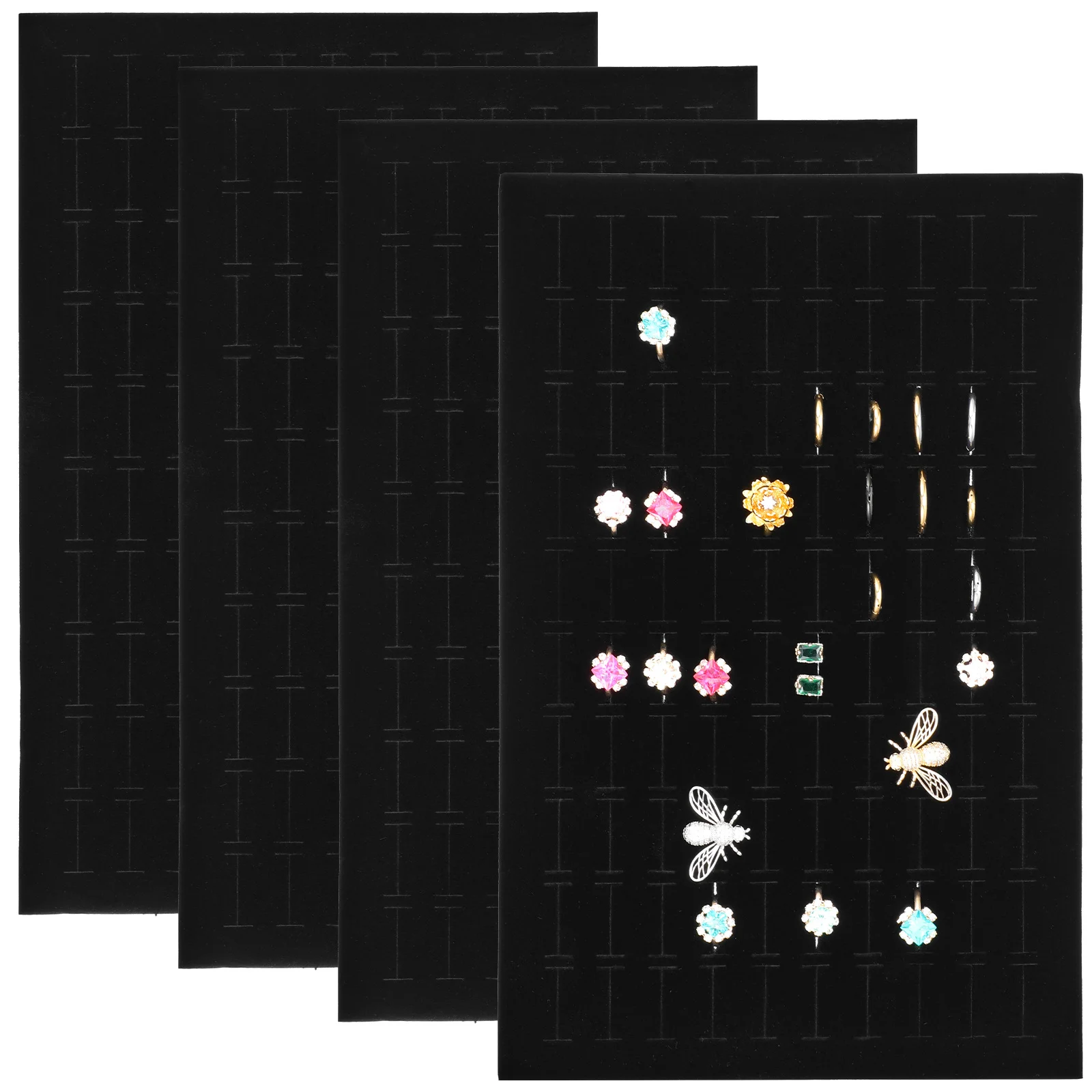 

4pcs Jewelry Sponge Pad Ring Display Jewelry Showcase Pads Insert Mat For Earrings Studs Dangles Storage Organizer Foam Holder