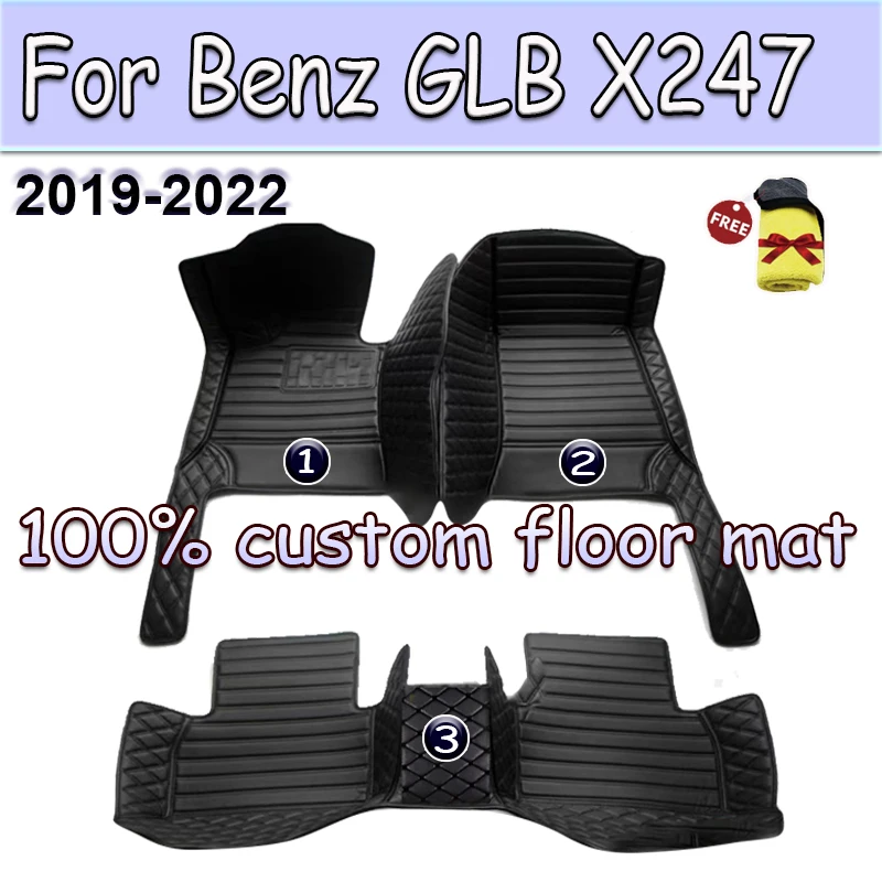 

Car Floor Mats For Mercedes Benz GLB Class X247 Five Seats 2019 2020 2021 2022 Custom Auto Foot Pads Carpet Accessories