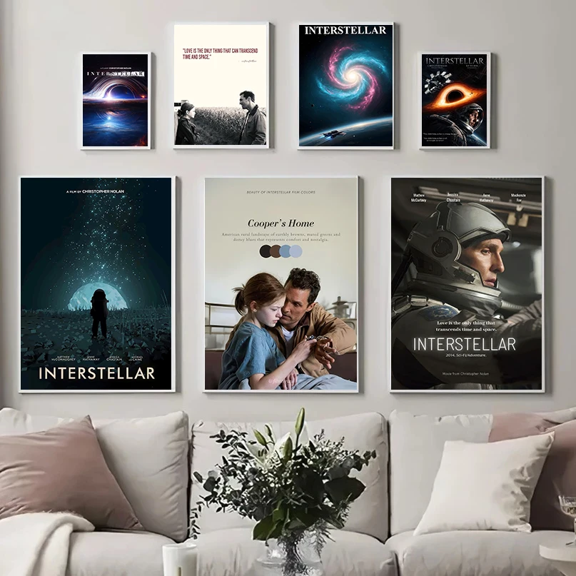 Classic Sci-fi Adventure Movie Interstellar Poster Time Travel Modern Prints Canvas Painting Wall Picture Home living Room Decor