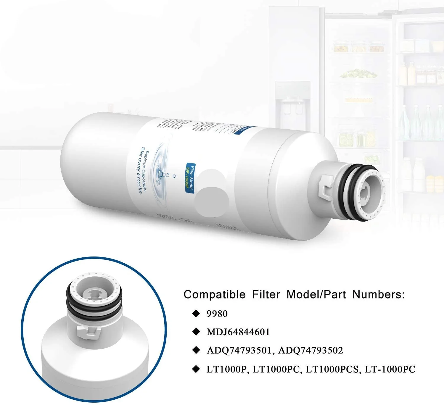 LT1000P Refrigerator Water Filter Compatible With LT1000P, ADQ74793501,ADQ74793502,MDJ64844601,AGF80300704,ADQ75795105