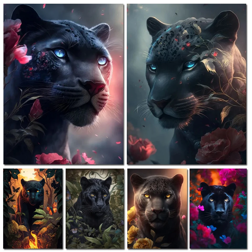 

5D DIY Diamond Painting New Black Panther Full Diamond Embroidery Mosaic Complete Kit Animal Art Cross Stitch Picture Home Decor
