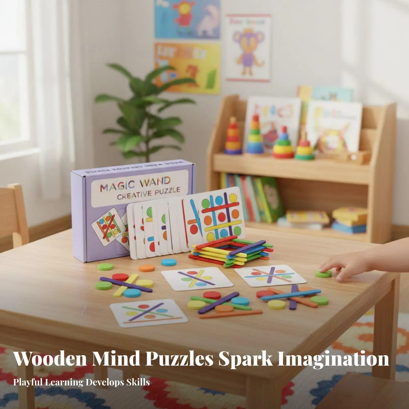 Kids Learning Toy Wooden Puzzle Set for Children 3 Year Old Montessori Style Cognitive Development Activity