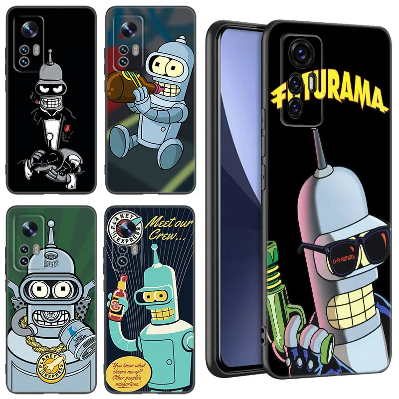 Anime F-Futurama Bender Black Silicone Phone Case For Xiaomi Mi 9 SE 8 10T 11 12 13 Lite 9T 11T 12S 12T 13T 14 Pro 5G NE 11i 12X