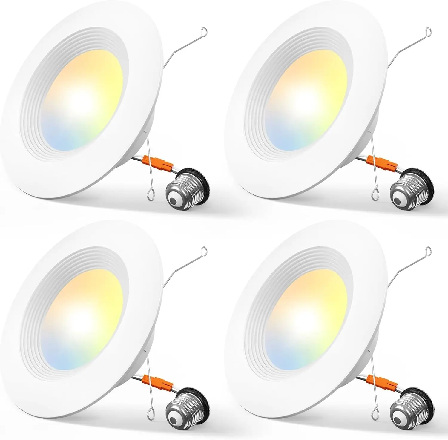 

4 Pack 5/6' Dimmable LED Recessed Lights, 12.5W=100W, 950LM, 2700K-6000K Adjustable, IC Rated, White Baffle Trim