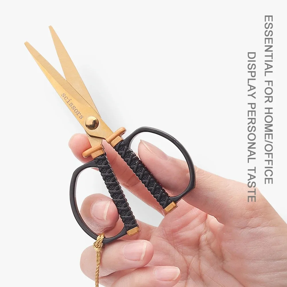 Round Head Safety Craft Scissors Vintage Multifunctional Home Office Embroidery Scissors Sewing Stainless Steel Fabric Cutter