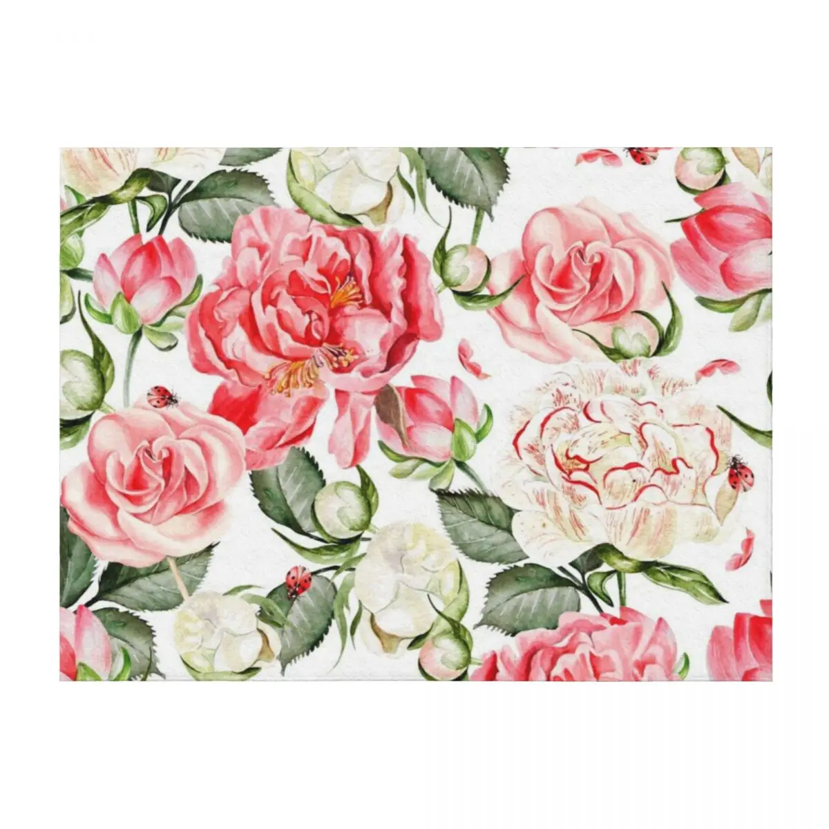 

Romantic Watercolor Flower Pattern Throw Blanket Summer Quilt Sofa Quilt Luxury Brand Blankets