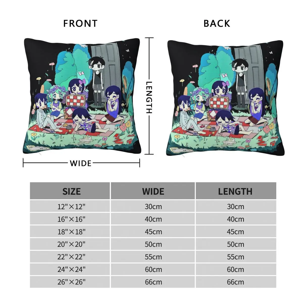 Cartoon Game Omori Anime Square Pillowcase Cushion Cover Pillow Case Throw Pillow Cover for Home Bedroom Car
