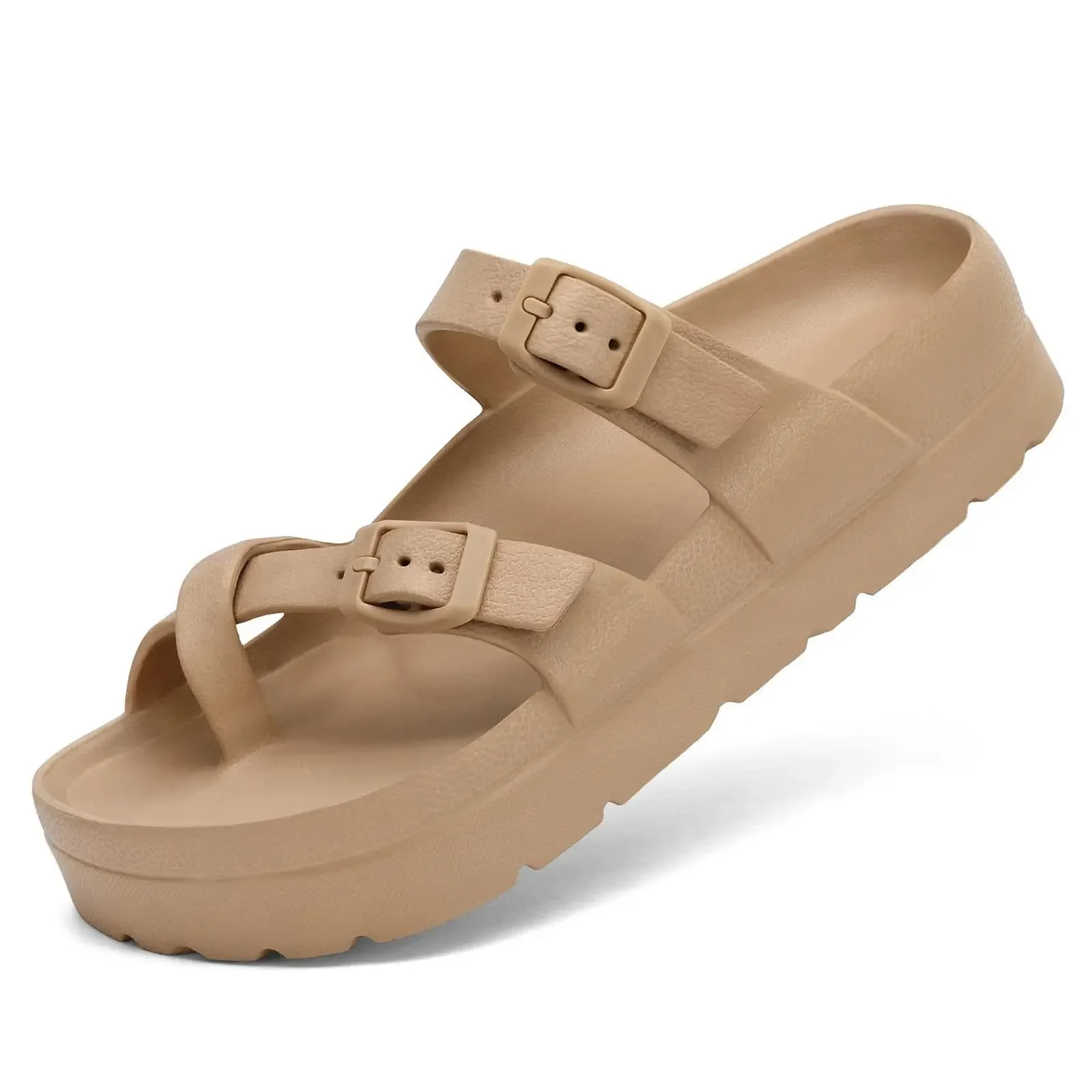 Women's arch support waterproof table sandals comfortable slippers thick sole flat sole sandals strap adjustable buckle cushion