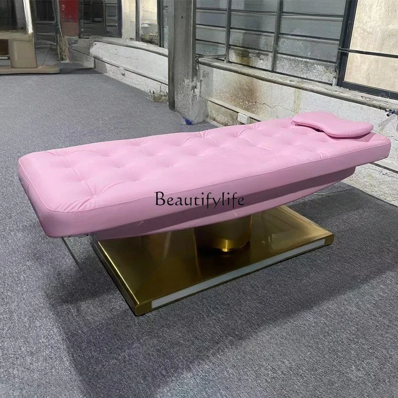 eyelash bed 3 motor gold base massage table tattoo chair LED light strip light leather