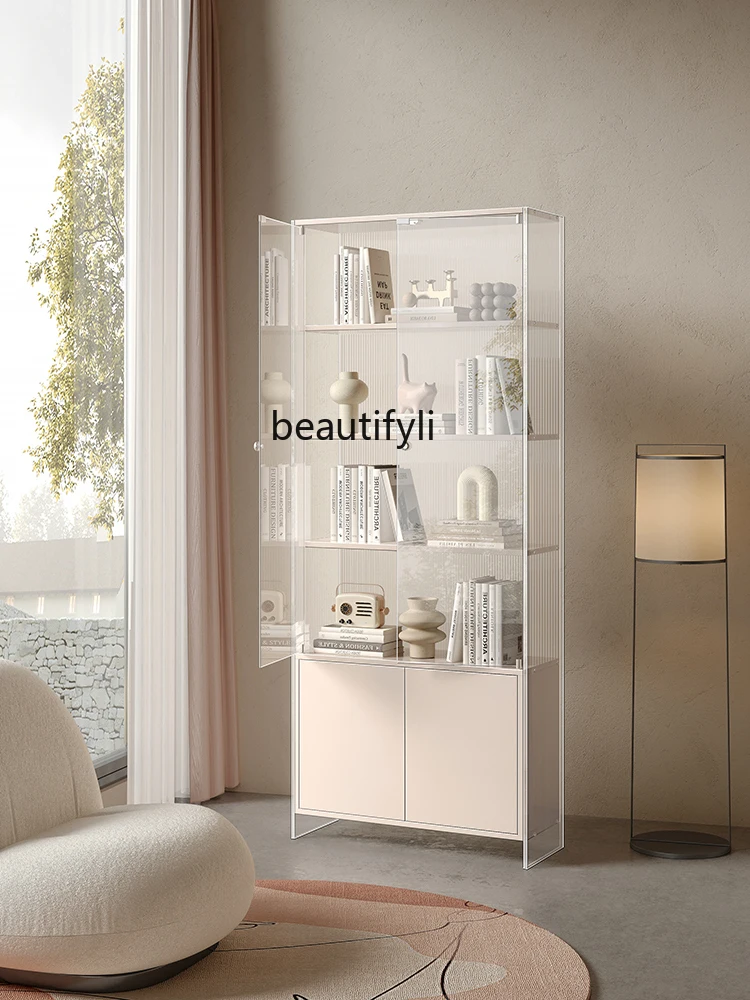 Acrylic Dust-Proof Bookcase Glass Door Bookshelf and Storage Shelf with Door Floor Home Living Room Wine Cabinet Clothes Closet