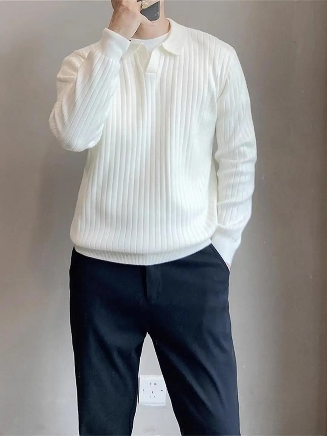 

Корейский мужской вязаный свитер с длинным рукавом, новая модель весна-осень, с круглым вырезом, эластичный, теплый, повседневный, модный