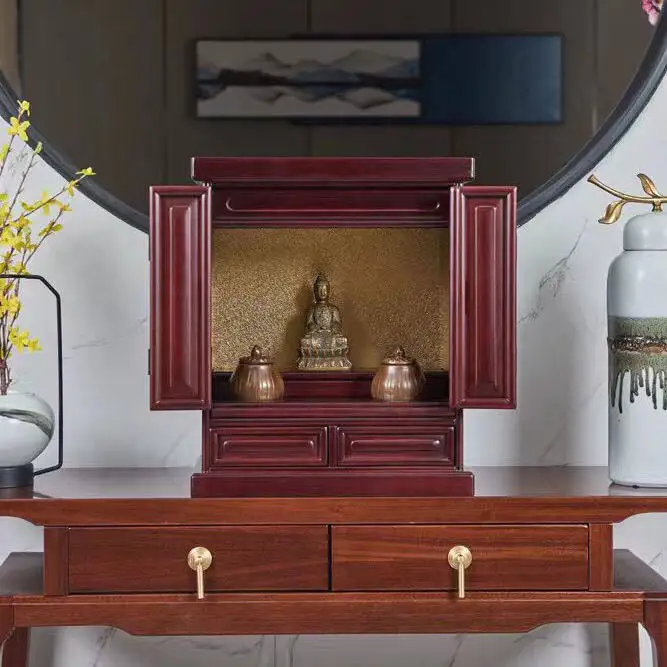 Cz solid wood vertical cabinet buddha niche altar for home wall cabinet with shrine altar guanyin god of wealth ancestor slot