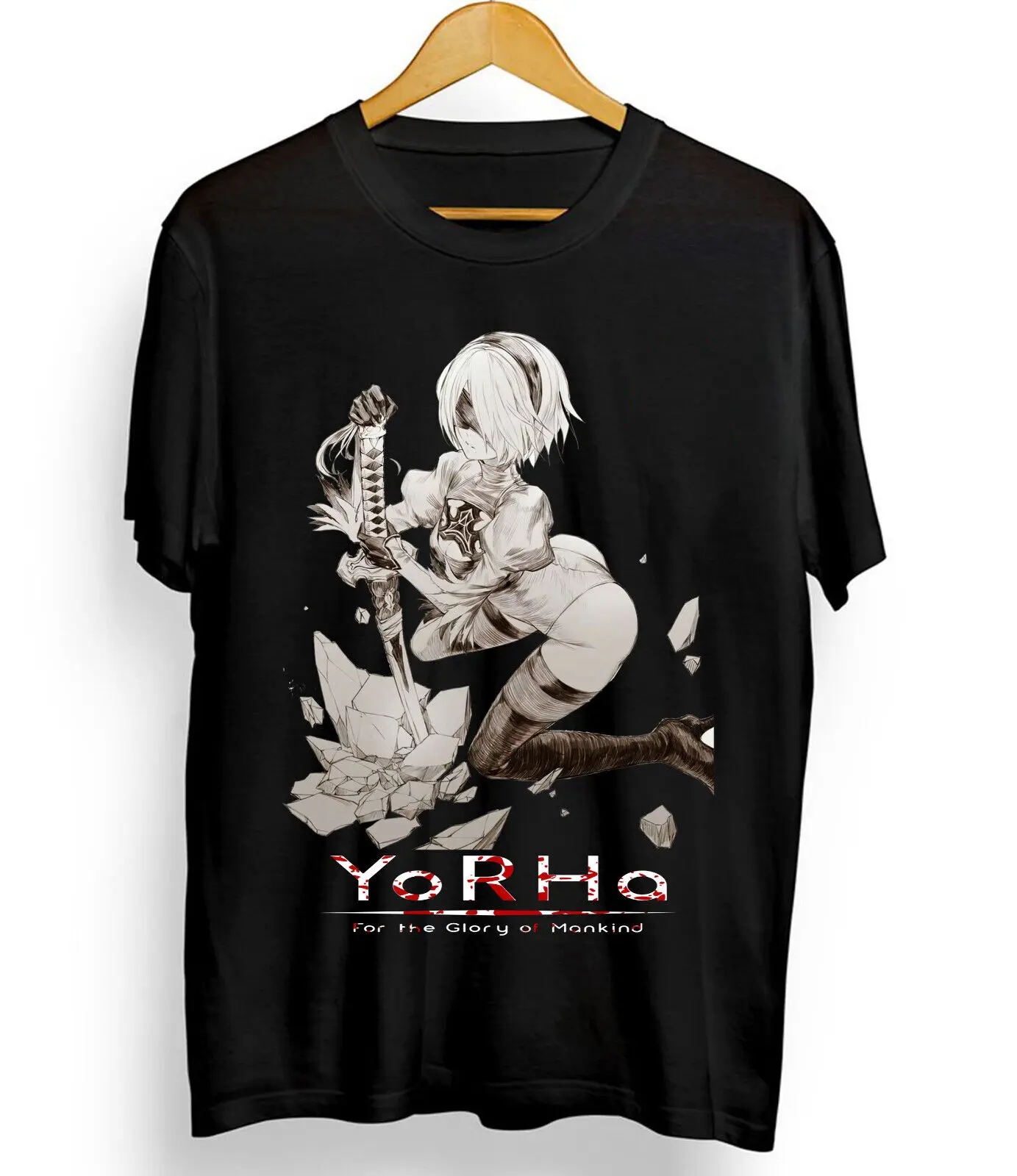 Nier Automata T-Shirt YoRHa 2B Anime Waifu Girl,Cyber Punk T-shirt All Size