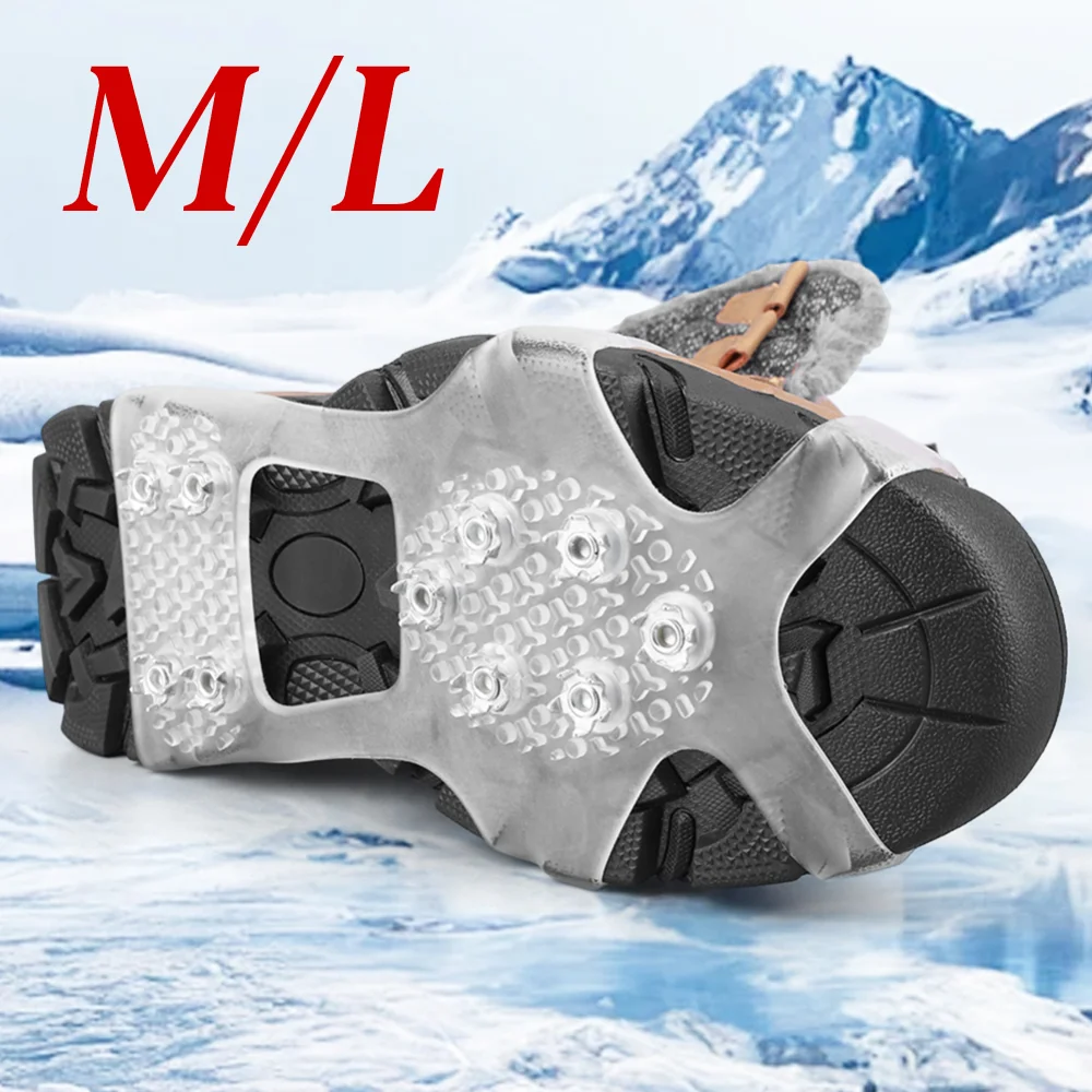 1/2Pair 10 Teeth Climbing Crampons Anti Slip Mountaineering Cleats Unisex Snow Claw Shoe Covers Transparent Winter Ice Claws