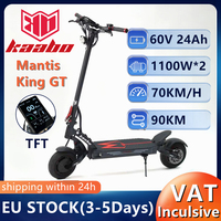 EU Stock Kaabo Mantis King GT Electric Scooter TFT Display 60V 24Ah 1100W*2 Motor 70km/h Speed Full Hydraulic Brake Kickscooter