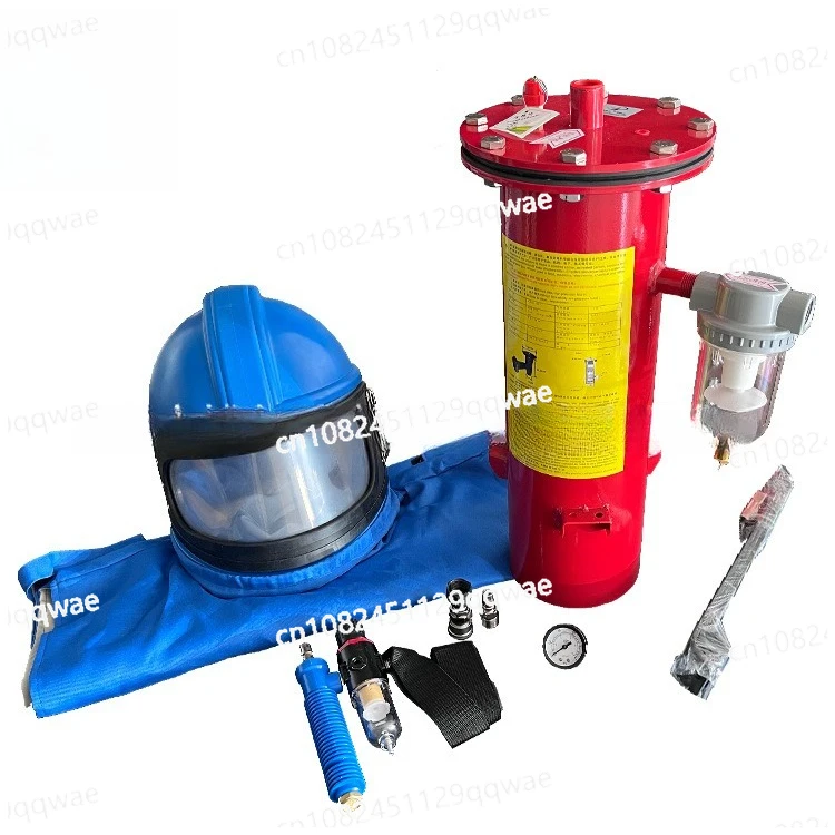 Sandblasting cape helmet with Respiratory control and filtration system