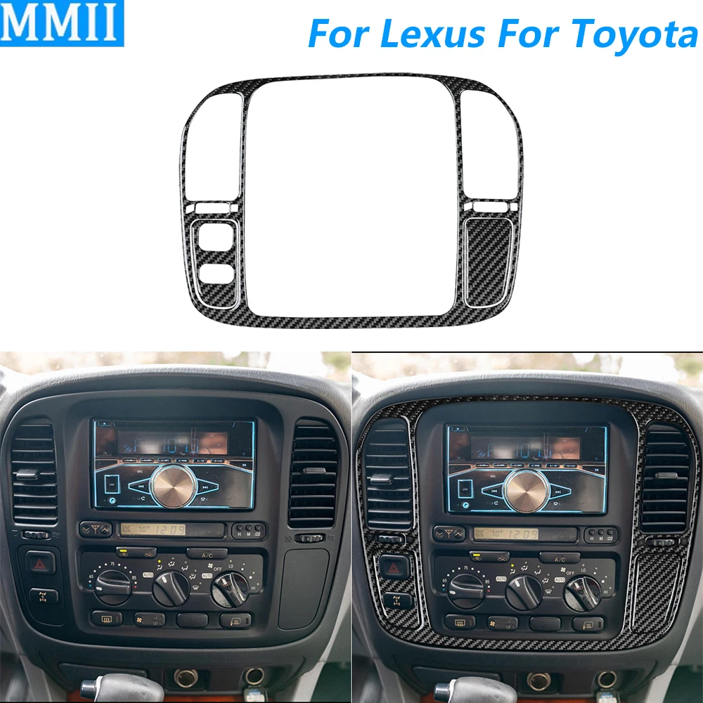 For Lexus LX470 For Toyota Land Cruiser 1998-2002 Carbon Fiber Central Console Radio CD Panel Trim Set Car Accessories Sticker