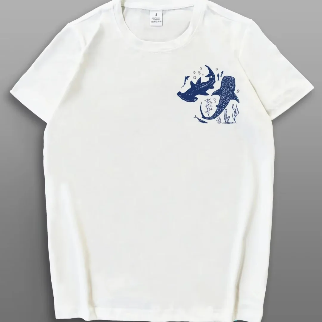 상어 레터 프린트 그래픽 티셔츠 여름 패션 스포츠 순면 남성 티셔츠 아동복 티 Y2k 여성