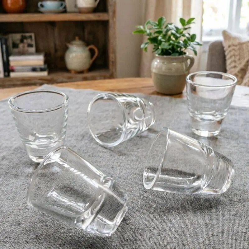 12pcs Crystal Bullet Glass Small Fashionable Light and Luxurious Spirit Cup Swallow Thick Bottom Rock Cup Available Family Party