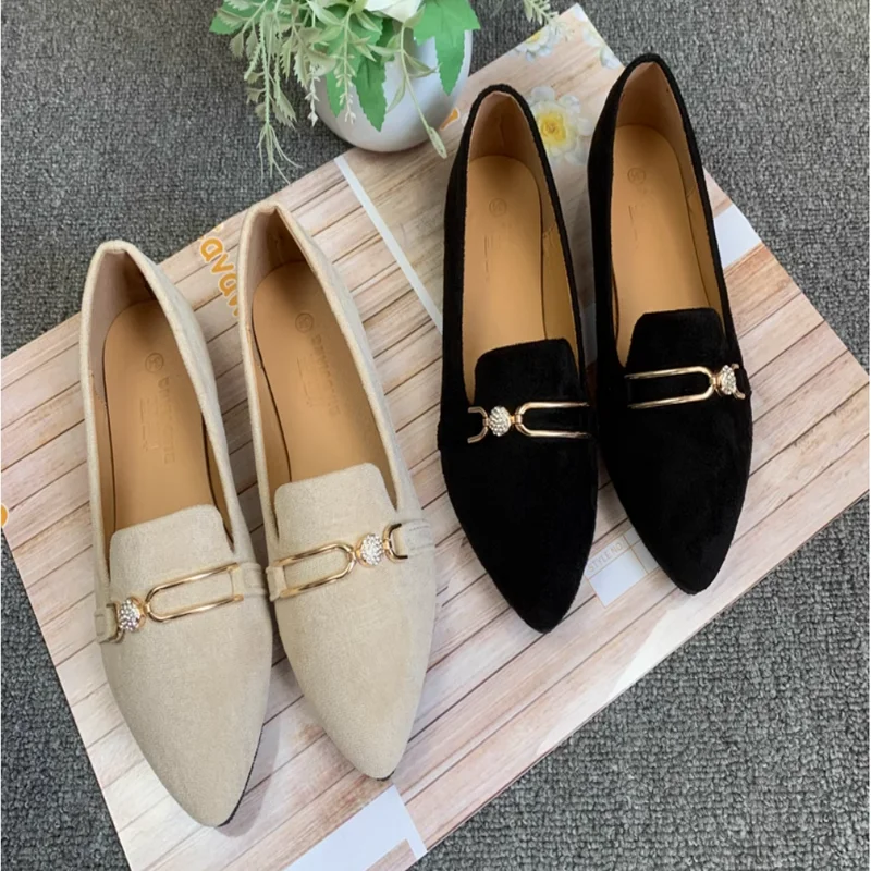 

vintage style Ladies Footwear Pointed Toe Office Black Slip-on Women's Flat Shoes Popular Shoe Comfortable and Elegant Non