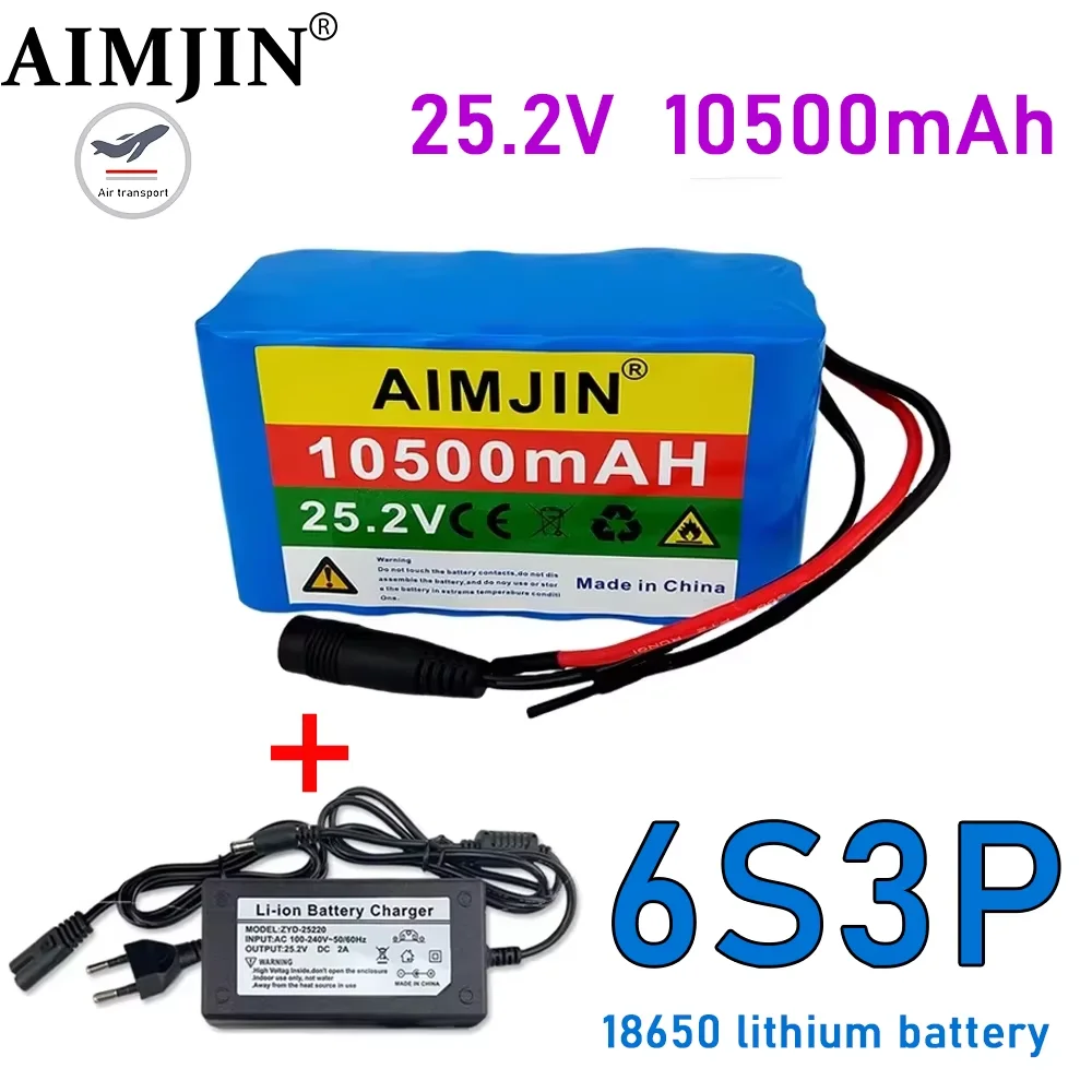 

100% New 24V 10Ah 6S3P 18650 Battery Lithium Battery 25.2v 10500mAh Electric/Li-ion Battery Pack + Charger