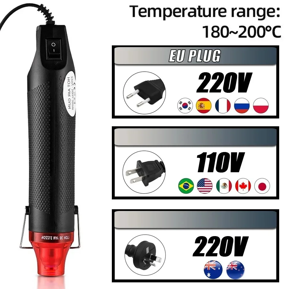 300W Hot Air Gun Mini Portable, Handheld Electric Heat Tool for DIY Craft Embossing Shrink Wrapping PVC, Multi-Function Heat Gun
