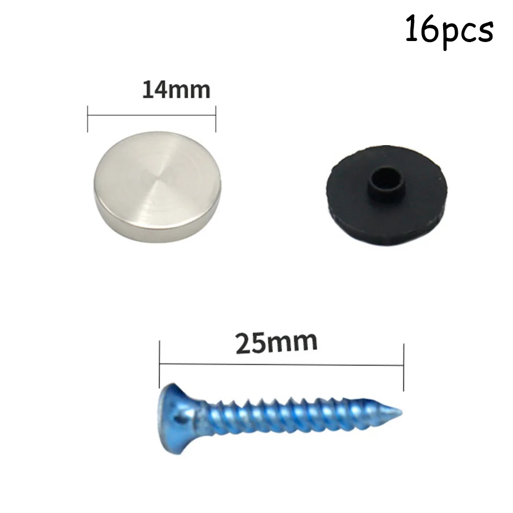 High Quality Practical Mirror nail Improvement MIRROR SCREW SCREW CAP Stainless steel 16pcs Accessories CHROME ELECTROPLATED